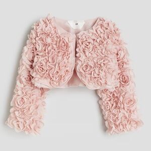 H&M Girls Pink 3D Floral Bolero Jacket Occasion 8Y